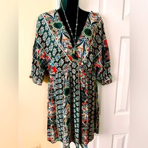 NWOT ELINGS green / orange dress